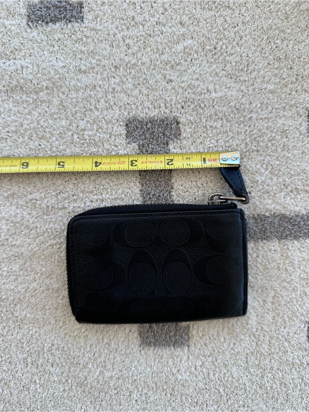 Black Embossed Zip Card case wallet Coach